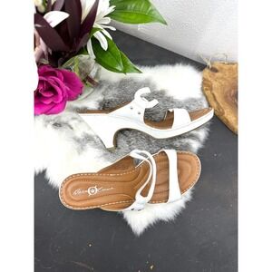 Born Crown White leather sandal heeled mules womens 8/39 M/W